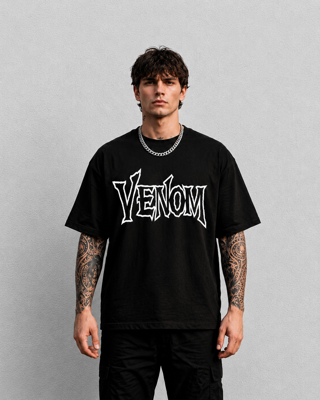Men's black graphics trendy t shirt